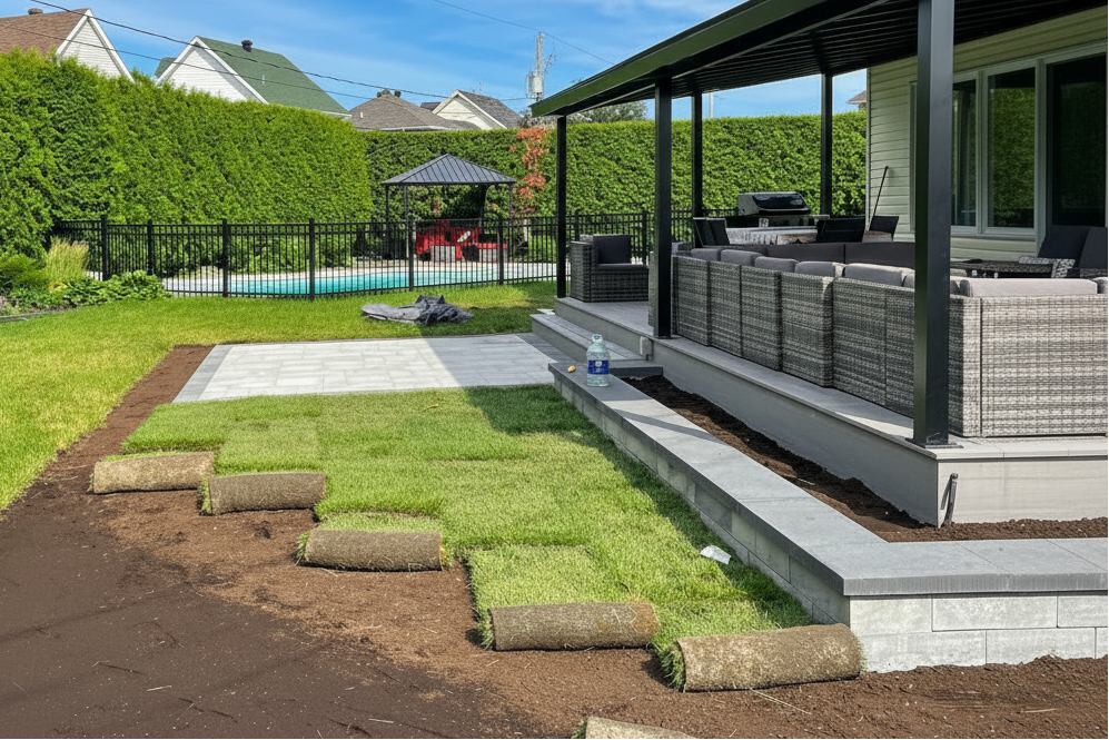 installation de gazon en plaque sur la Rive-Nord