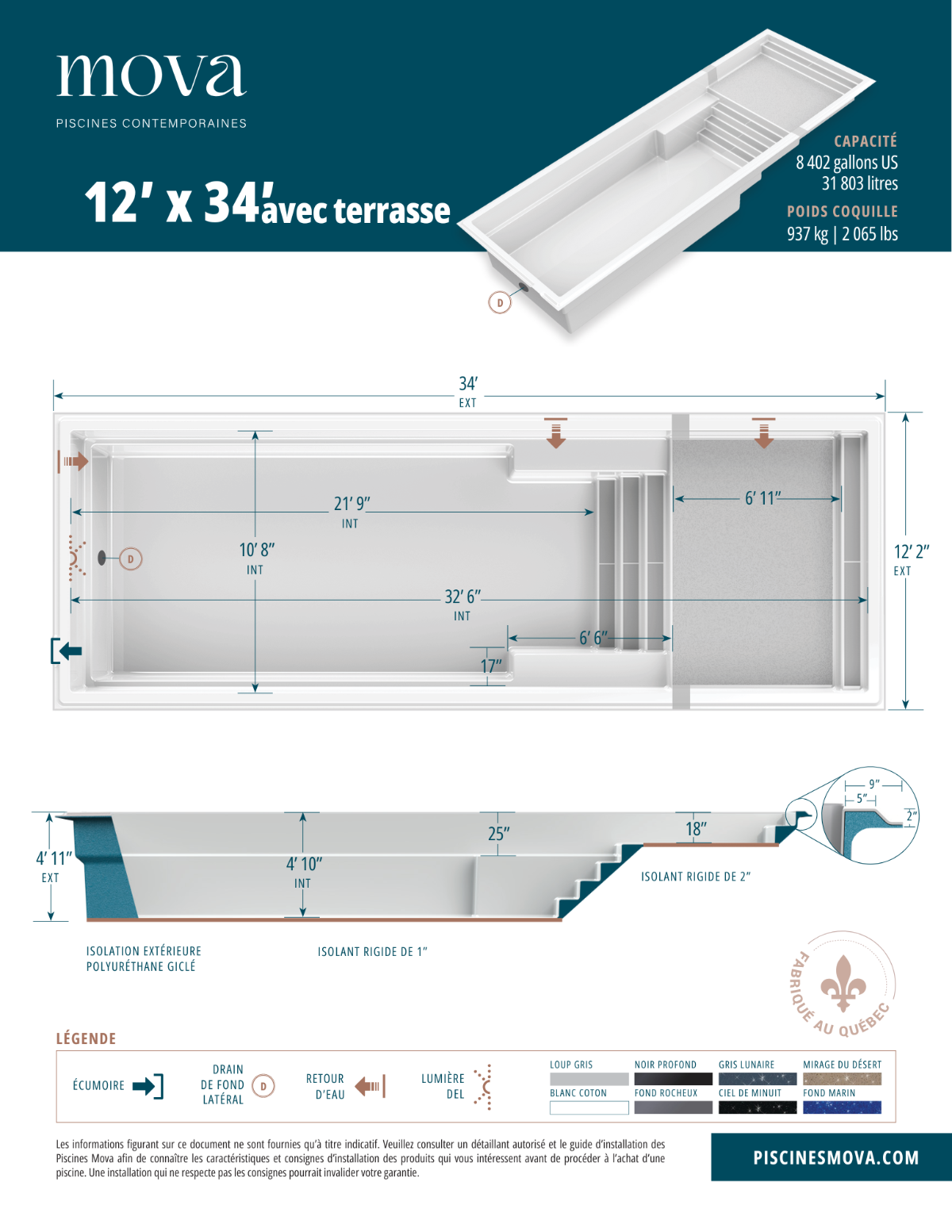fiche technique piscine 12x34