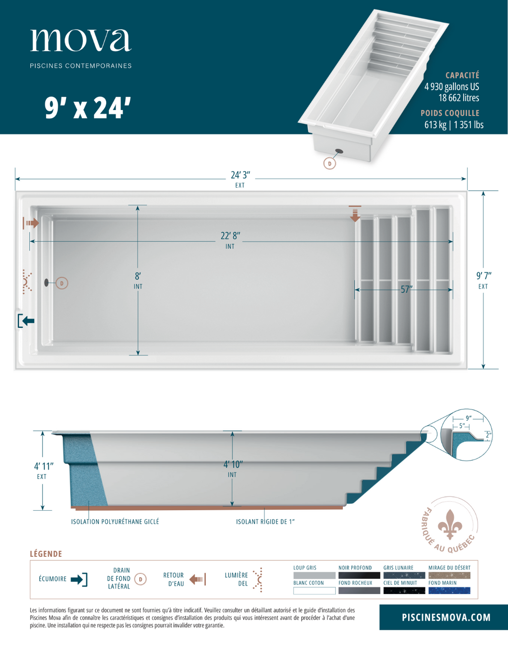 fiche technique piscine creusée