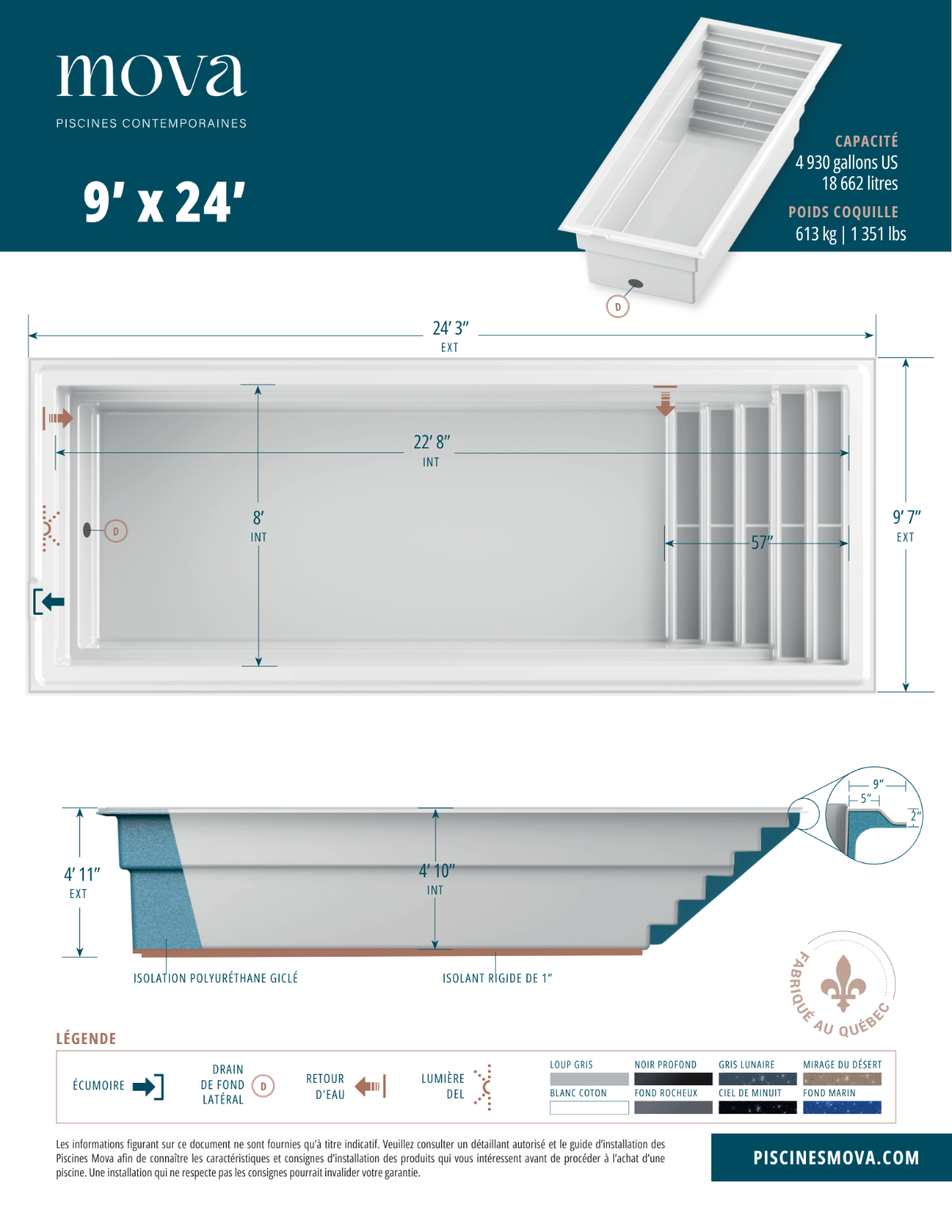 fiche technique piscine creusée