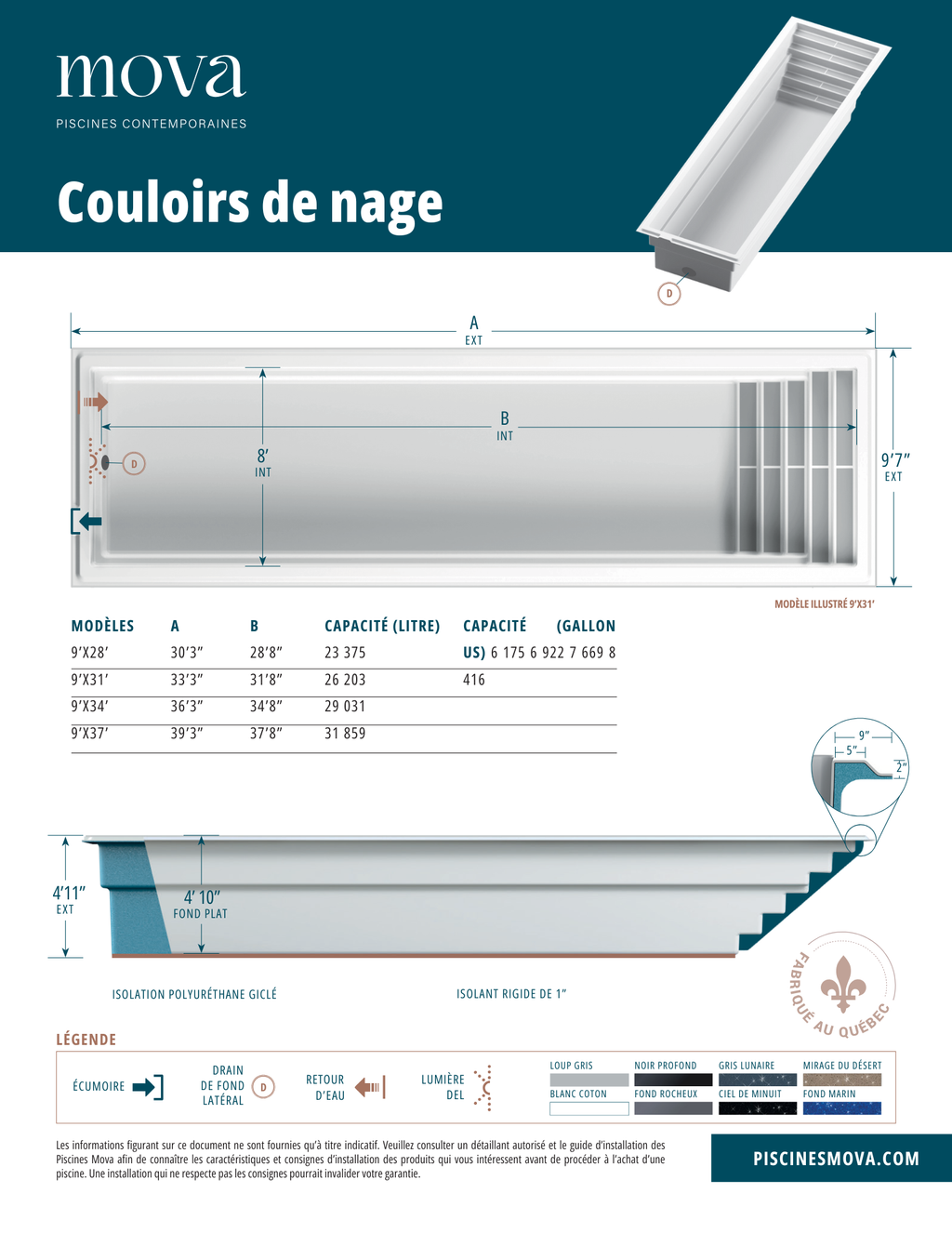 fiche technique piscine 9x37