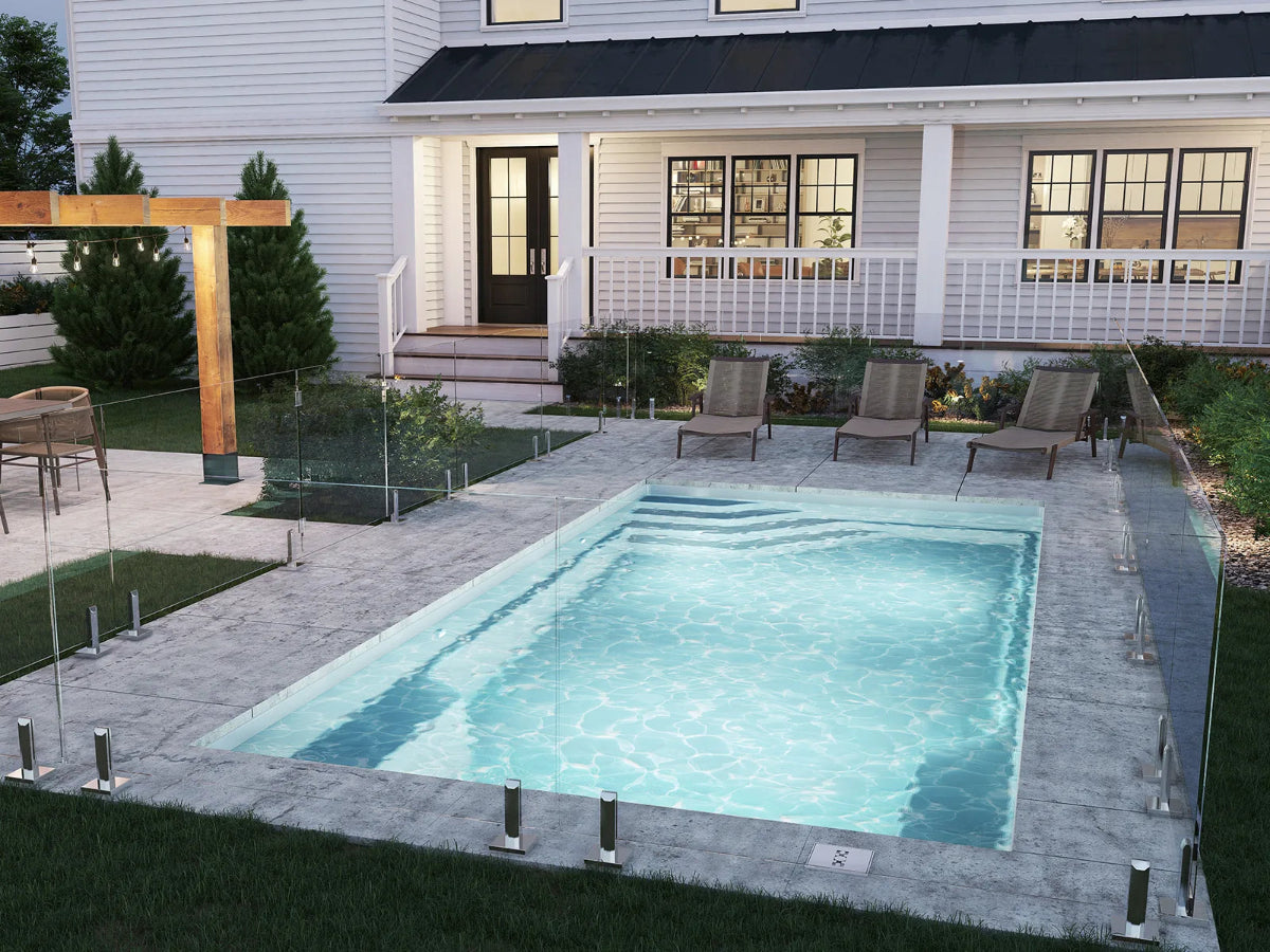 Piscine inclinée 12x24 soir